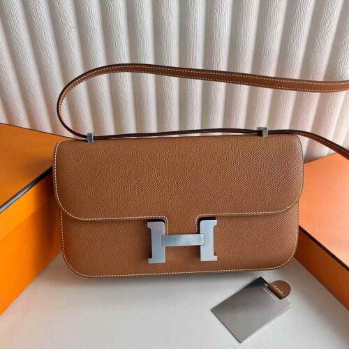 DDMode Factory Constance elan mirror style Epsom Ck37 Gold Brown Silver Hardware 23cm Full Handmade Phw