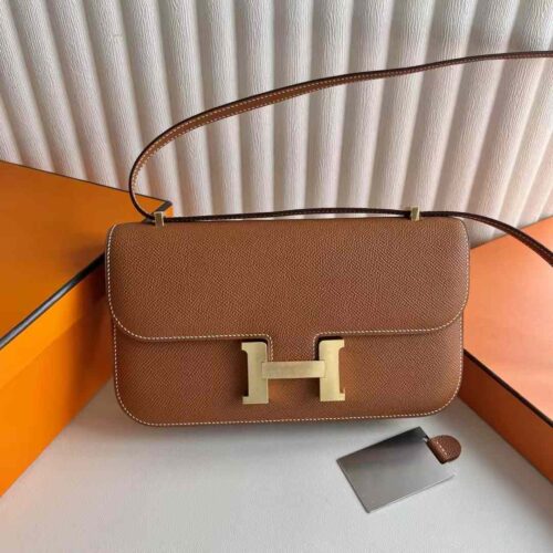 DDMode Factory Constance elan mirror style Epsom Ck37 Golden Brown Gold Hardware 23cm Full Handmade Ghw