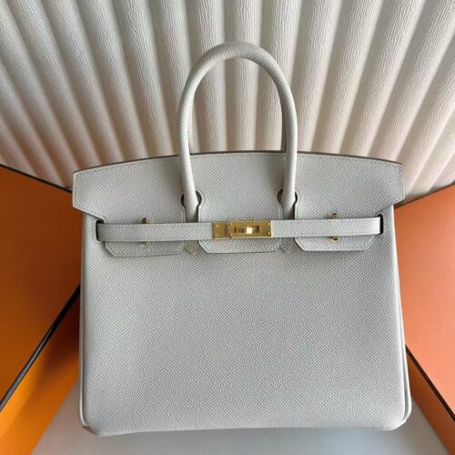 DDMode Birkin Epsom Ck10 Cream White & Ck37 Golden Brown Gold Hardware 25cm Full Handmade Ghw