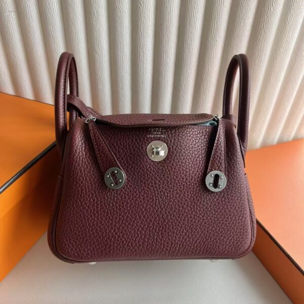 mmexport1739880159639-1 DDMode Mini Lindy Clemence TC Ck55 Bordeaux red Silver Hardware 19cm Full Handmade Phw