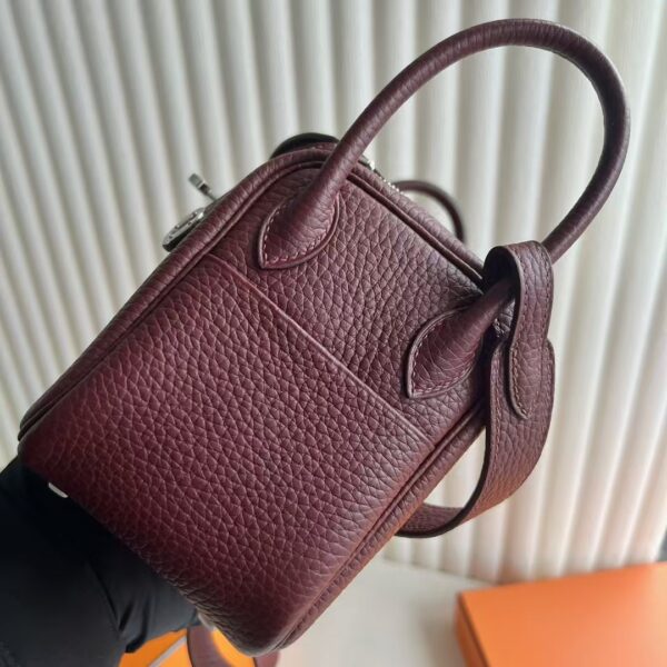 mmexport1739880162630 DDMode Mini Lindy Clemence TC Ck55 Bordeaux red Silver Hardware 19cm Full Handmade Phw