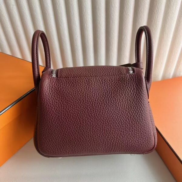 mmexport1739880164134 DDMode Mini Lindy Clemence TC Ck55 Bordeaux red Silver Hardware 19cm Full Handmade Phw