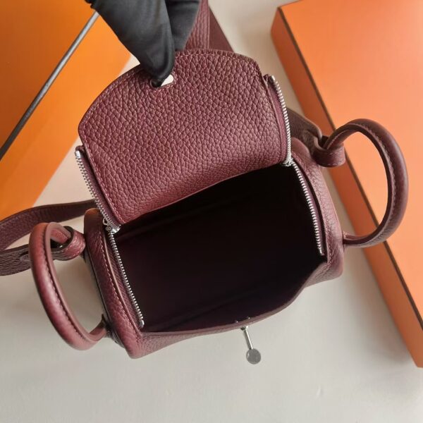 mmexport1739880167185 DDMode Mini Lindy Clemence TC Ck55 Bordeaux red Silver Hardware 19cm Full Handmade Phw