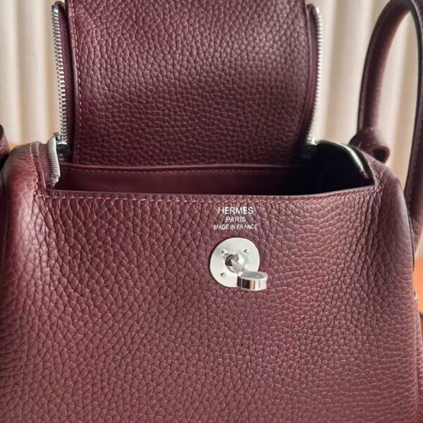 mmexport1739880168644 DDMode Mini Lindy Clemence TC Ck55 Bordeaux red Silver Hardware 19cm Full Handmade Phw