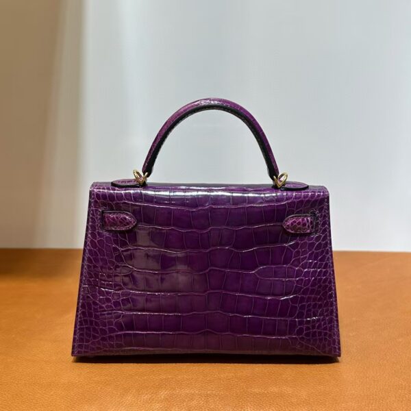 mmexport1740448839796 DDMode Mini Kelly Shiny Alligator Crocodile N5 gallon purple Gold Hardware 19cm Full Handmade Ghw