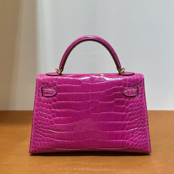 mmexport1740448894923 DDMode Mini Kelly Shiny Alligator Crocodile J5 Rose Purple Pink Gold Hardware 19cm Full Handmade Ghw