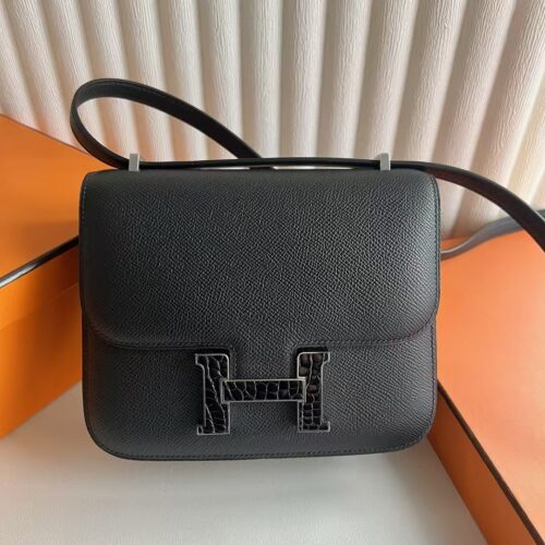 DDMode Constance Epsom Ck89 Black Lizard Buckle Silver Hardware 18cm Full Handmade Phw