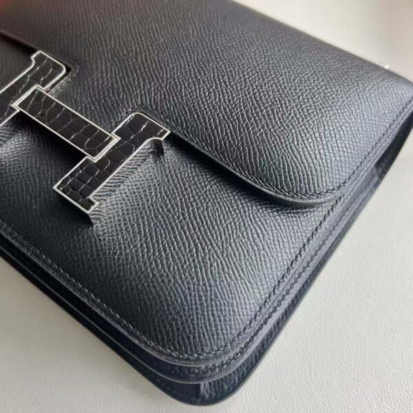 mmexport1740992295852 DDMode Constance Epsom Ck89 Black Lizard Buckle Silver Hardware 18cm Full Handmade Phw