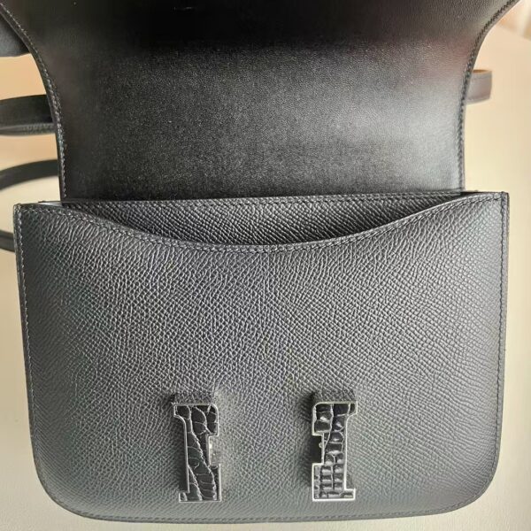 mmexport1740992301293 DDMode Constance Epsom Ck89 Black Lizard Buckle Silver Hardware 18cm Full Handmade Phw