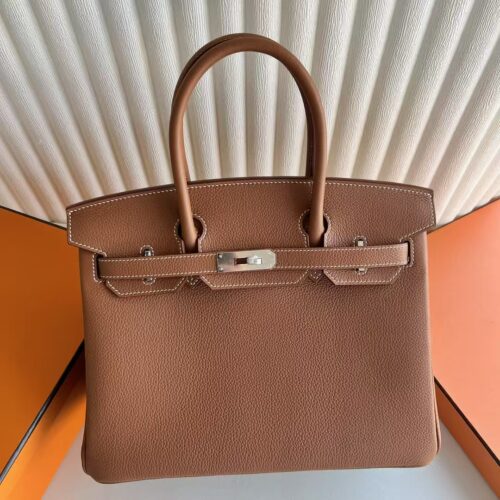DDMode Factory Birkin Togo Ck37 Gold Brown Silver Hardware 30cm Full Handmade Phw
