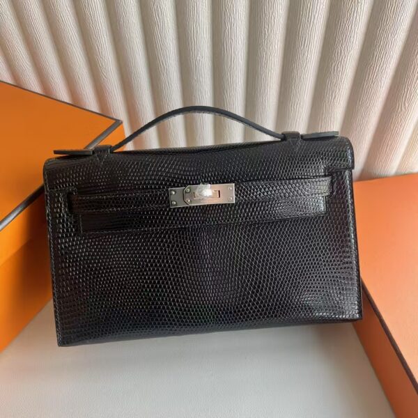 mmexport1741574990235-1-1 DDMode Mini Kelly Pochette Lizard Leather Ck89 Black Silver Hardware 22cm Full Handmade Phw