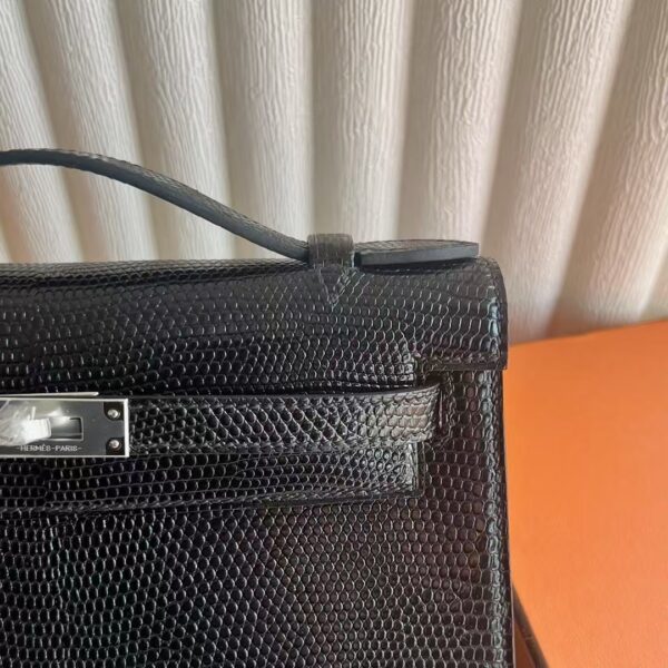 mmexport1741574991756 DDMode Mini Kelly Pochette Lizard Leather Ck89 Black Silver Hardware 22cm Full Handmade Phw
