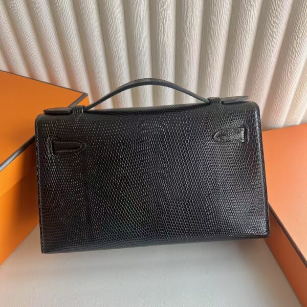 mmexport1741574994629 DDMode Mini Kelly Pochette Lizard Leather Ck89 Black Silver Hardware 22cm Full Handmade Phw