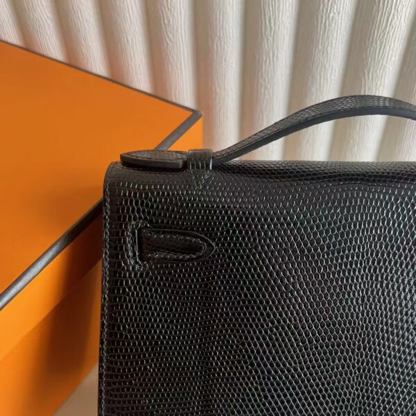 mmexport1741574996165 DDMode Mini Kelly Pochette Lizard Leather Ck89 Black Silver Hardware 22cm Full Handmade Phw