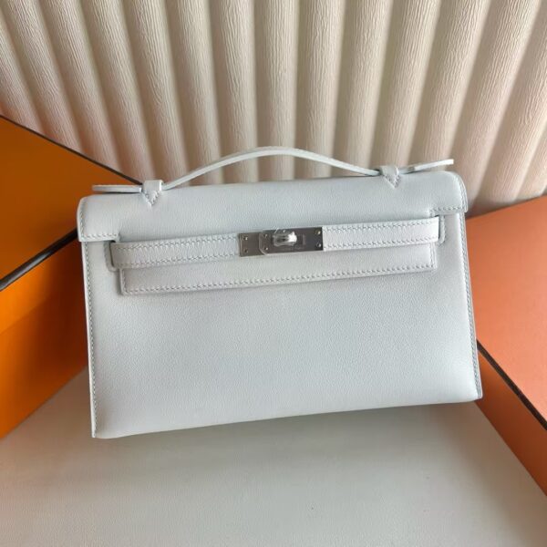 mmexport1741575070368 DDMode Mini Kelly Pochette Swift Leather 01 Pure White Silver Hardware 22cm Full Handmade Phw