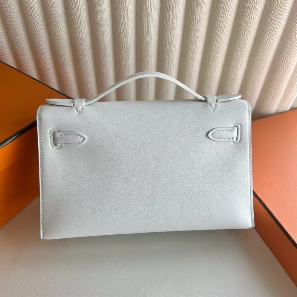 mmexport1741575076121 DDMode Mini Kelly Pochette Swift Leather 01 Pure White Silver Hardware 22cm Full Handmade Phw