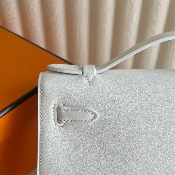 mmexport1741575077748 DDMode Mini Kelly Pochette Swift Leather 01 Pure White Silver Hardware 22cm Full Handmade Phw