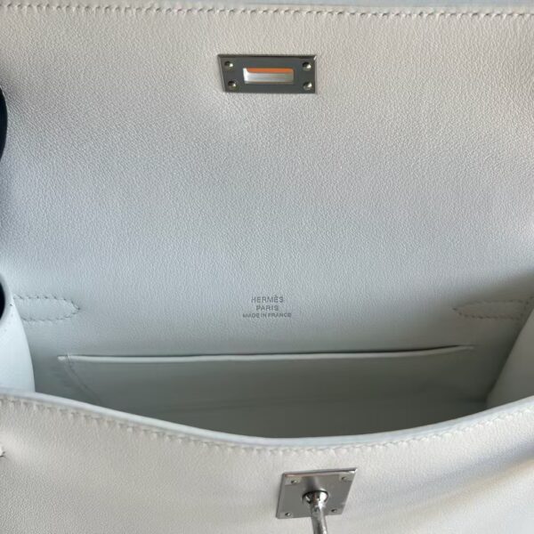 mmexport1741575080904 DDMode Mini Kelly Pochette Swift Leather 01 Pure White Silver Hardware 22cm Full Handmade Phw