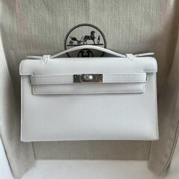 mmexport1741575084421 DDMode Mini Kelly Pochette Swift Leather 01 Pure White Silver Hardware 22cm Full Handmade Phw
