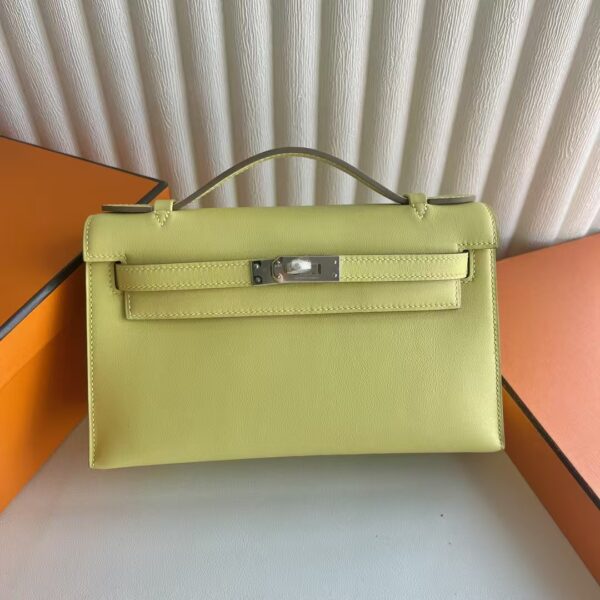 mmexport1741575292480 DDMode Mini Kelly Pochette Swift Leather 1Z Light Yellow Silver Hardware 22cm Full Handmade Phw