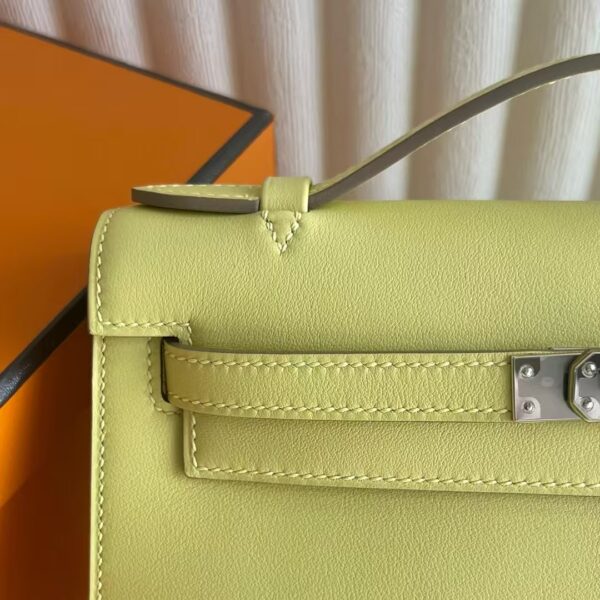 mmexport1741575294072 DDMode Mini Kelly Pochette Swift Leather 1Z Light Yellow Silver Hardware 22cm Full Handmade Phw