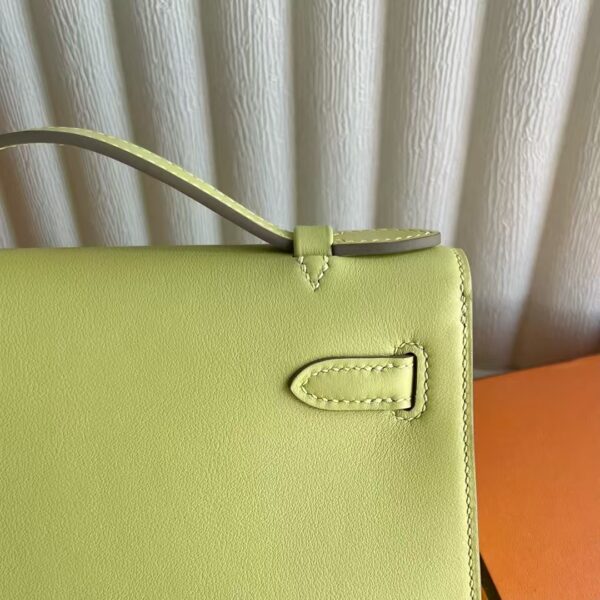 mmexport1741575298403 DDMode Mini Kelly Pochette Swift Leather 1Z Light Yellow Silver Hardware 22cm Full Handmade Phw