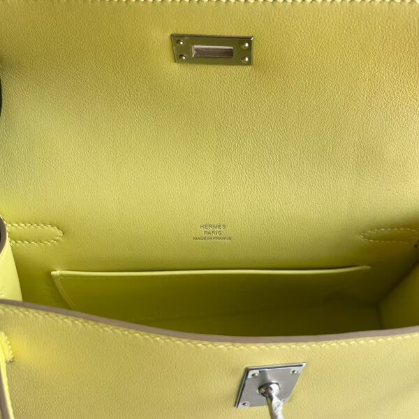 mmexport1741575301142 DDMode Mini Kelly Pochette Swift Leather 1Z Light Yellow Silver Hardware 22cm Full Handmade Phw