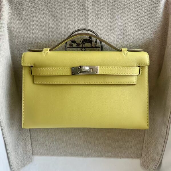 mmexport1741575304270 DDMode Mini Kelly Pochette Swift Leather 1Z Light Yellow Silver Hardware 22cm Full Handmade Phw