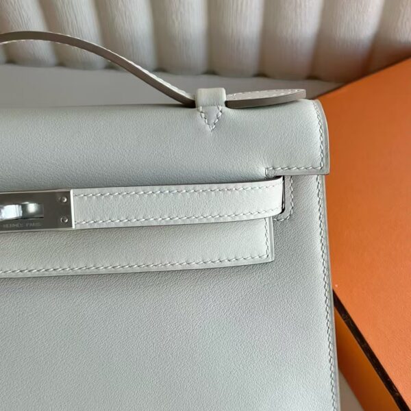 mmexport1741575321796 DDMode Mini Kelly Pochette Swift Leather Ck10 Cream White Silver Hardware 22cm Full Handmade Phw