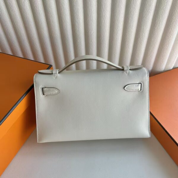 mmexport1741575324910 DDMode Mini Kelly Pochette Swift Leather Ck10 Cream White Silver Hardware 22cm Full Handmade Phw