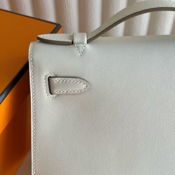 mmexport1741575326443 DDMode Mini Kelly Pochette Swift Leather Ck10 Cream White Silver Hardware 22cm Full Handmade Phw