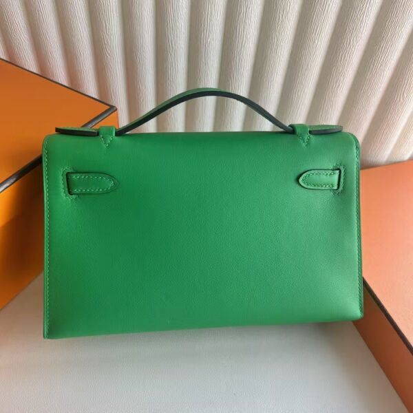 mmexport1741575354747 DDMode Mini Kelly Pochette Swift Leather 1K bamboo green Silver Hardware 22cm Full Handmade Phw