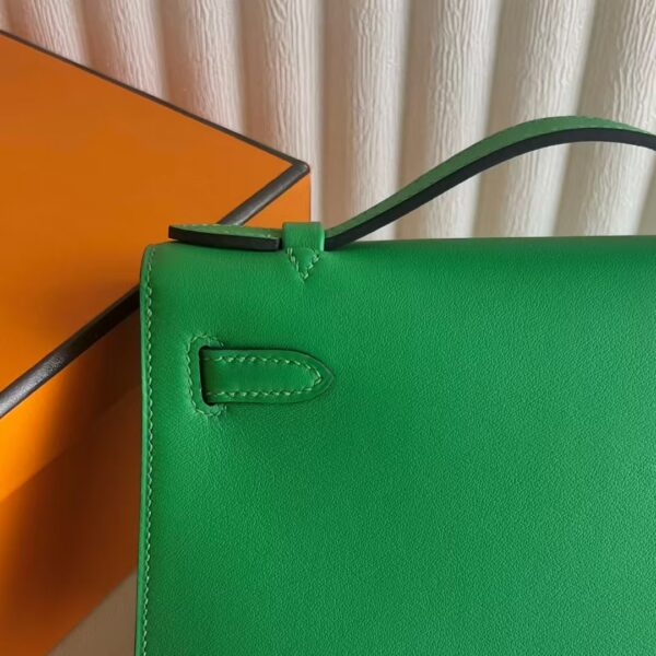 mmexport1741575356218 DDMode Mini Kelly Pochette Swift Leather 1K bamboo green Silver Hardware 22cm Full Handmade Phw