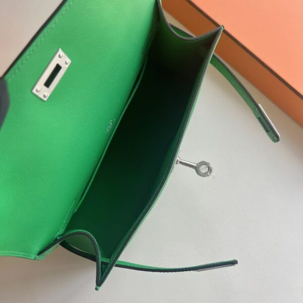 mmexport1741575357713 DDMode Mini Kelly Pochette Swift Leather 1K bamboo green Silver Hardware 22cm Full Handmade Phw